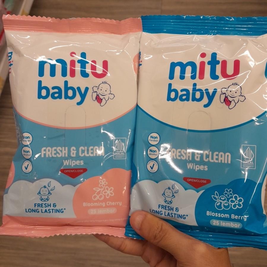 Mitu Baby Wipes Tissue Basah 24 Sheets Biru / Pink
