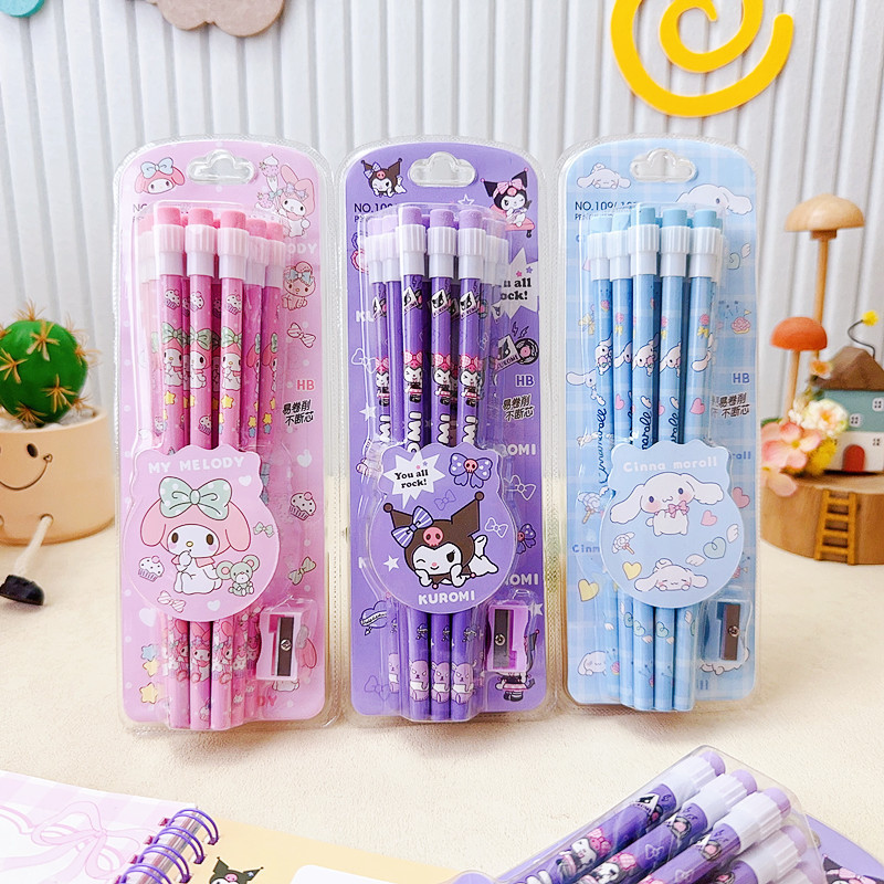 

12pcs Anime Sanrio Kuromi My Melody Pencil Figure Cartoon Pencil Kawaii Cinnamoroll Student Stationery Kids Birthday Party Gifts