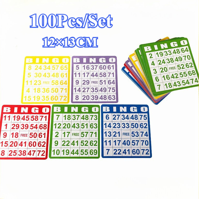 100Pcs Kartu Bingo / Bingo Card / Kartu Bingo Ukuran Besarard Set Kartu Bingo Ukuran Besar 5 Warna
