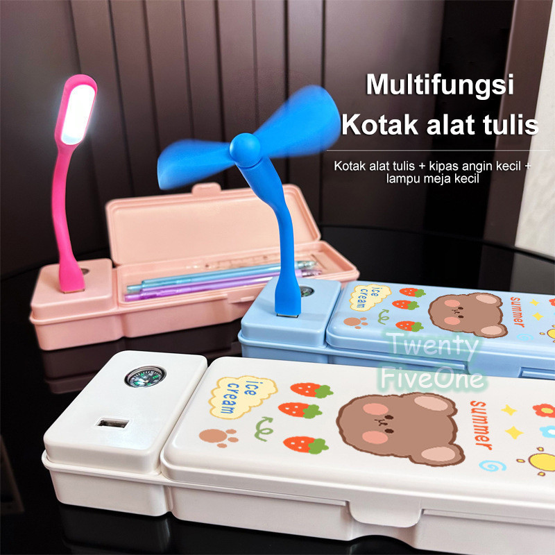 

Kotak Pensil 3 in 1 Dilengkapi Lampu Meja & Kipas Mini Hadiah Praktis untuk Siswa