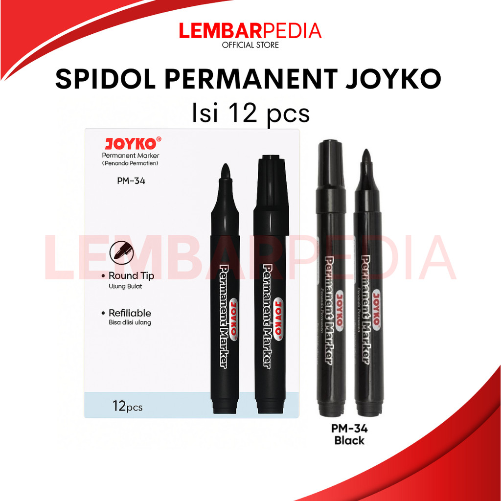

SPIDOL PERMANENT JOYKO PM-34 PER BOX ISI 12 PCS TINTA HITAM
