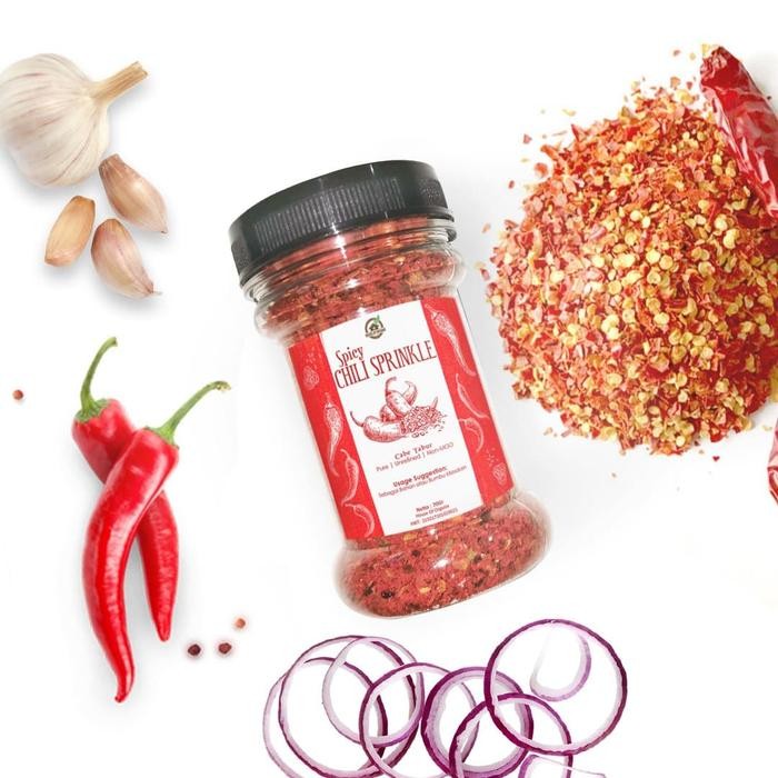 

House Of Organix Spicy Chili Sprinkle Cabe Tabur Bawang 70gr Flakes Cabai Pedas paprika powder bubuk kayu Bahan Dressing