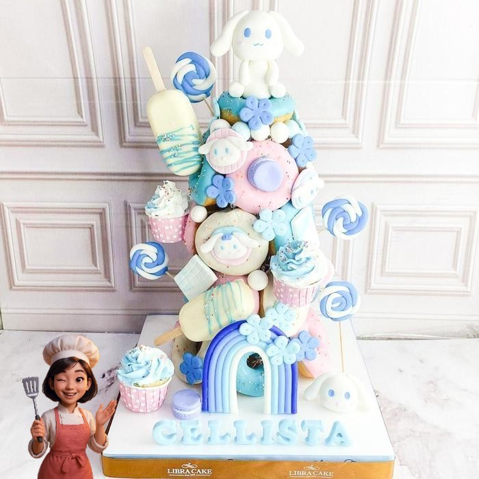 

Donat/Donat Ulang Tahun/Donat Tower Tema Cinnamoroll/Kue birthday Catering Malang DMT