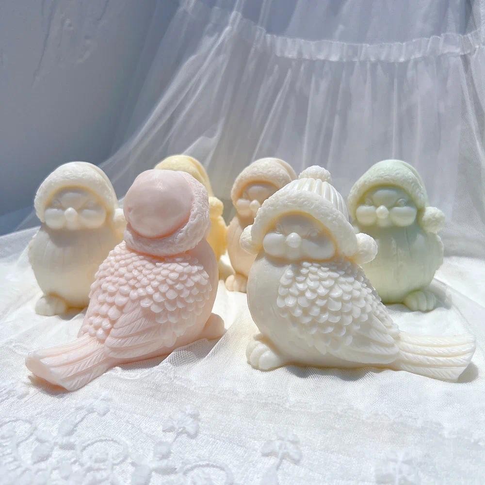 

Holiday Snowbird Silicone Candle Mold Holiday Bird With Santa Hat Soy Wax Silicone Mould Christmas Decor Silicone Mold
