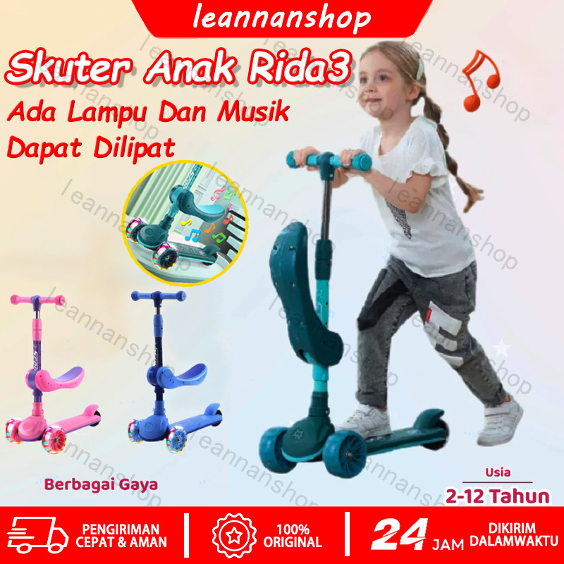 3in1 Scooter Anak Skuter Otoped Sepeda Duduk 3 Roda Multifungsi Ada Musik Lagu Lampu roda nyala/Seku