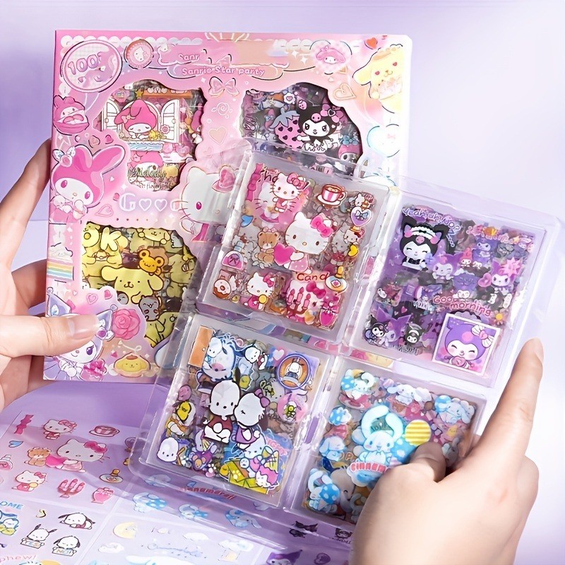 

Hello Kittys Kuromis Friends 100pcs Sticker Set - Waterproof, Non-Repeating Cartoon Decals for Journals and Water Bottles