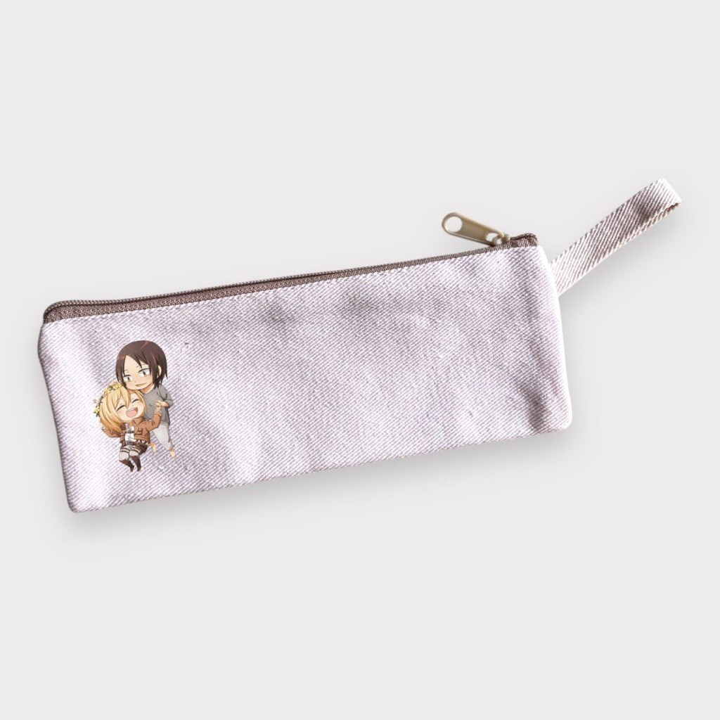 

Attack on Titan Series Pouch Kanvas Tempat Pensil Serbaguna Anime AOT, Wall Titan, Historia And Ymir Chibi Levi And Chibi Eren || Kiiyoomii ||