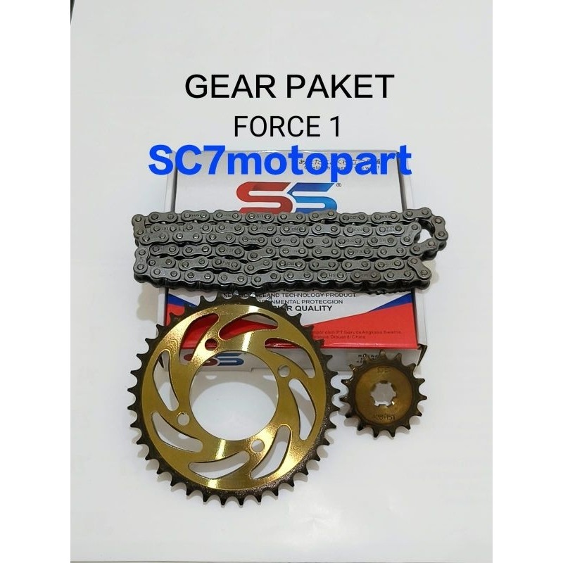 kualitas orisinil GEAR PAKET GIR SET  FORCE 1 F1ZR 14T-39T / 428H-100L win gear sepuh tahan lama