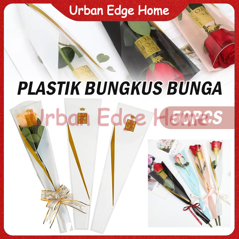 

50Pcs Kertas Pembungkus Buket Satu Bunga Mawar/Cellophane Tangkai / Bungkus Plastik Bunga Satuan
