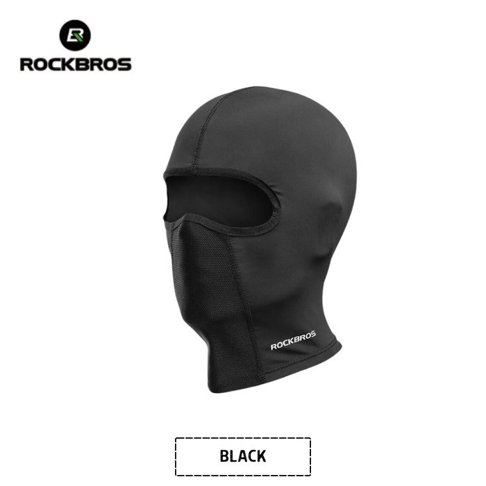 [KUALITAS TERBAIK] Rockbros Kupluk Masker Balaclava Ninja Anti UV Ice Silk Original - Black