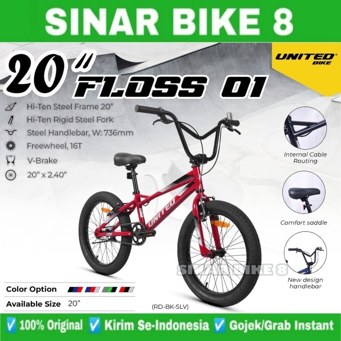 Sepeda Bmx Anak Laki-laki UNITED FLOSS 01 Ukuran 20 Inch Usia 8-11 Tahun