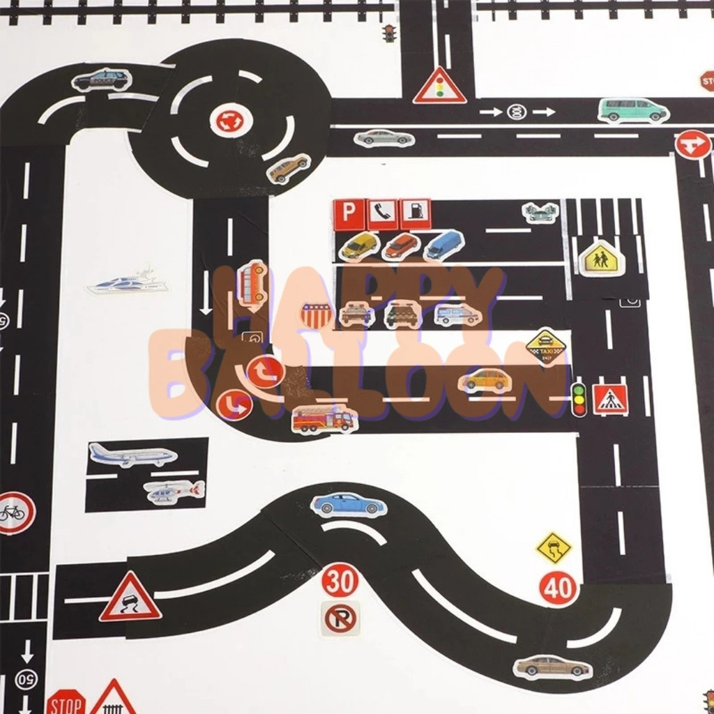 

HappyBalloon Paper Road Railway Tape / Mainan Anak Stiker Jalan Raya / Stiker Rel Kereta Api
