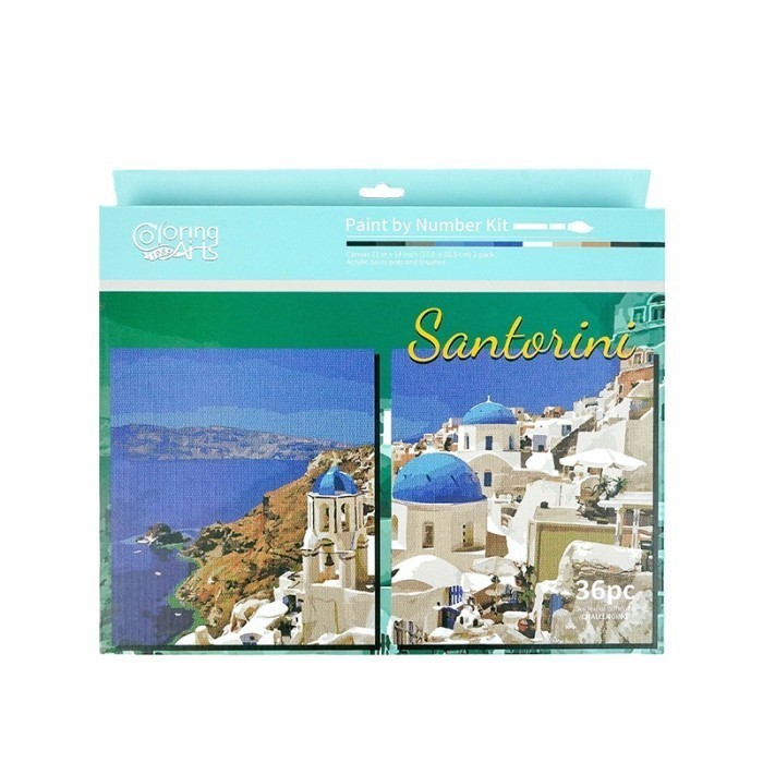 [New Arrival] KKV Langer Paint By Numbers DIY Set Kanvas Cat Lukis Akrilik City View - Santorini