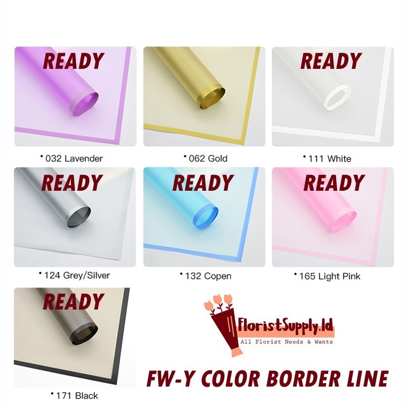 

[5 lembar] Color Border Line Flower Wrap / kertas bunga / cellophane - FWY