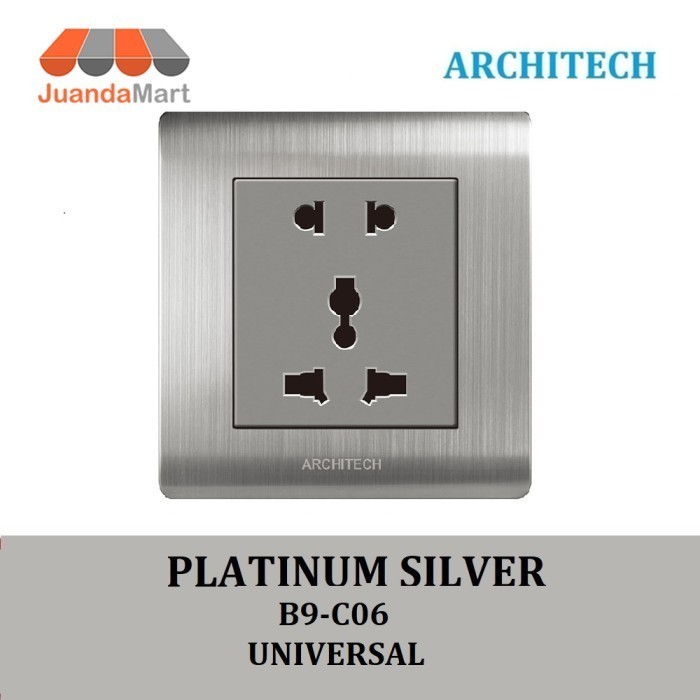[JM] ARCHITECH Stop Kontak USB Universal Dinding PLATINUM B9 Silver Series 2.3