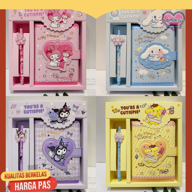 

Notebook 2in 1 Buku Tulis Anak Sanrio Magnet Buku Memo dan Pen Kuromi Cinnamoroll Melody Hello Kitty