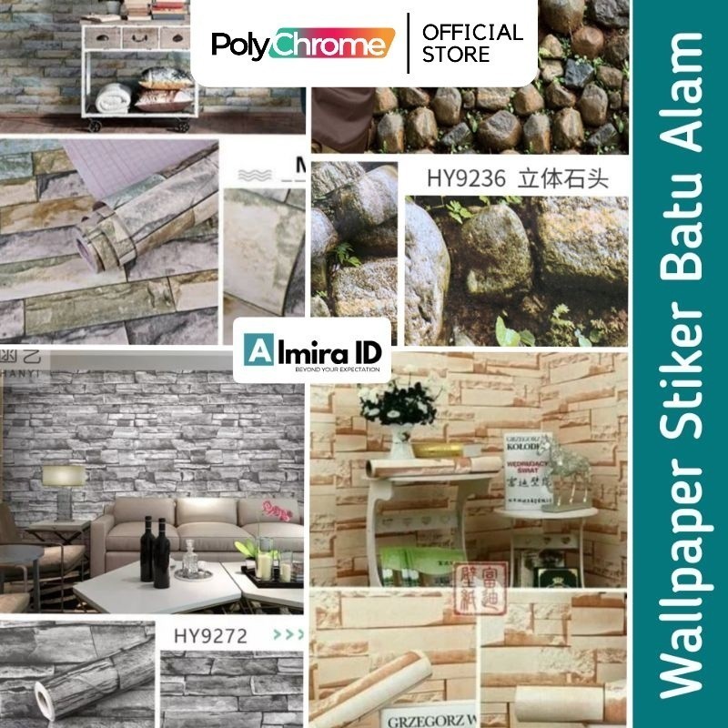 Wallpaper Stiker Dinding Batu Alam 3D Bata Andesit Sticker Kamar Cowok Wallstiker Cewek Taman Kebun 