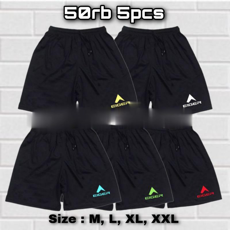 Celana Pendek Boxer Olahraga Voly Futsal Bola Pria Wanita Hitam Polos Logo unisex