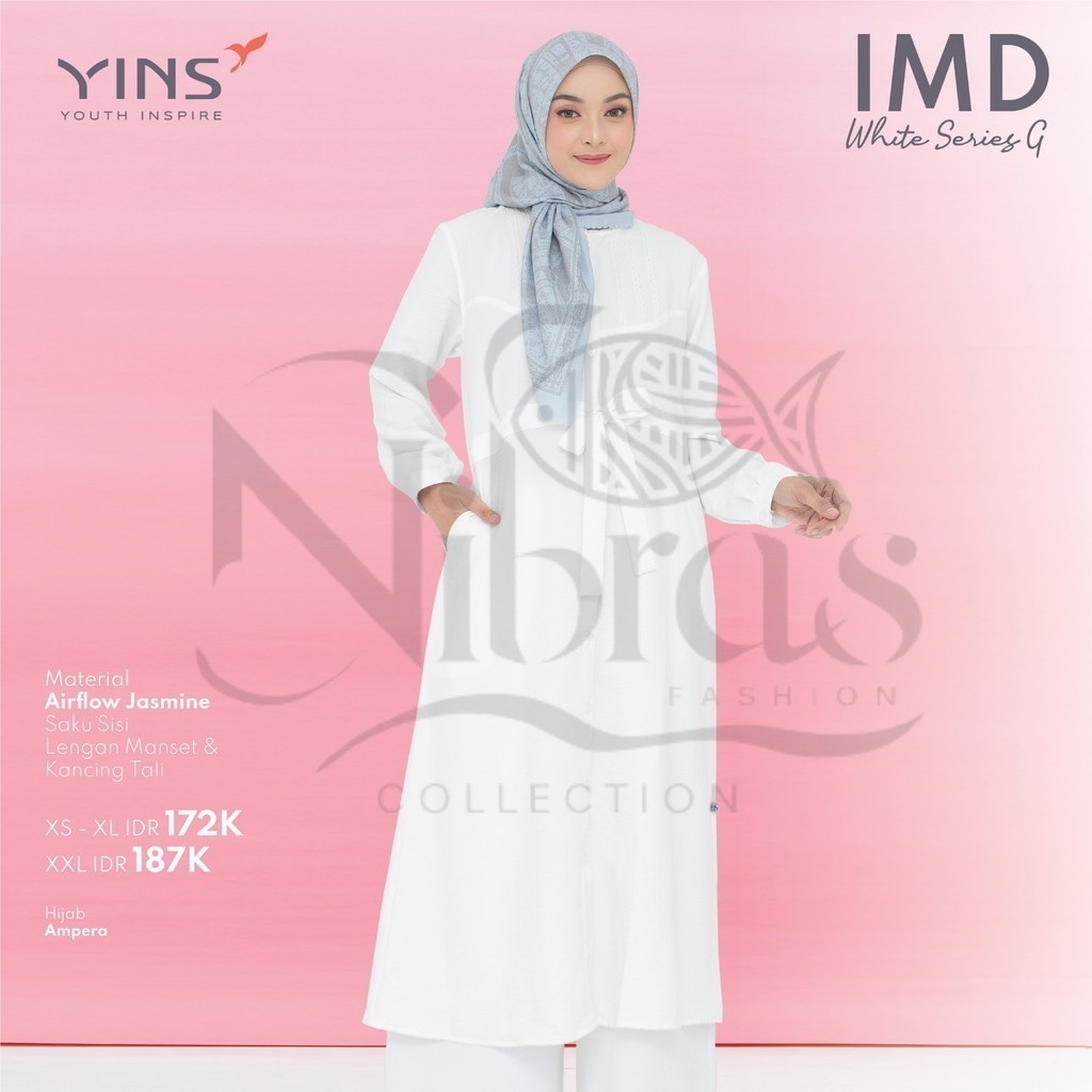 Nibras - Baju Dress Gamis Muslim Putih Premium Wanita Imd White Series G by Nibras Original
