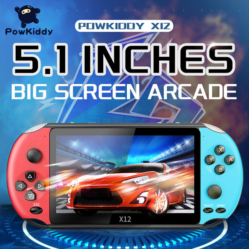Powkiddy X12P 5.1Inch Screen Video Game Console 8G 32/64/128 Bit Support AV 3000+ Portable TV Handhe