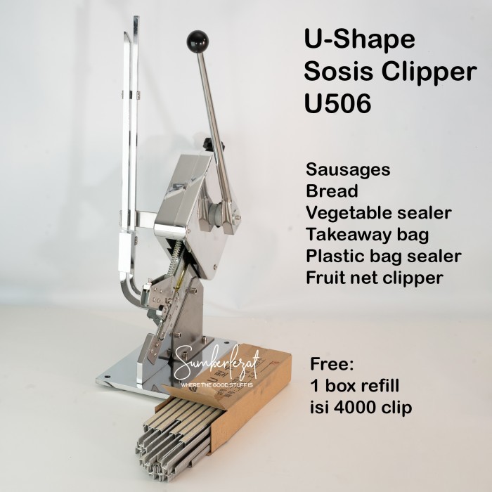 Manual Staples U-Shape Ikat Sosis Takeaway Clipping Clipper Machine