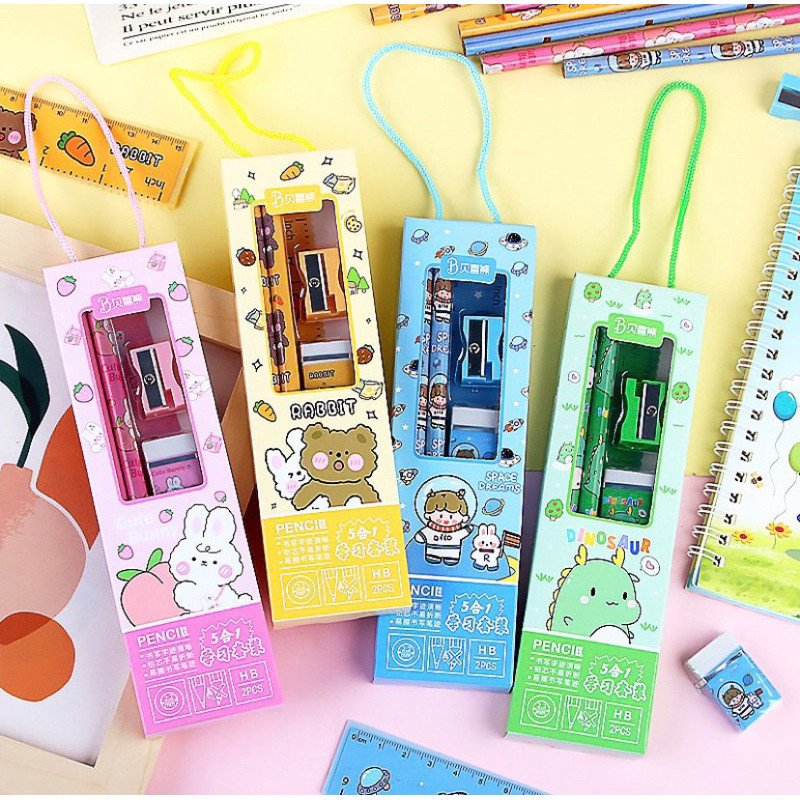 

COD DORASHOP 5 IN 1 STATIONERY SET / ALAT TULIS PENSIL SET 5 IN 1 / PAKET ALAT TULIS 5 IN 1 / ALAT TULIS ANAK MOTIF BEAR ASTRONOT LUCU IMUT / ALAT TULIS SEKOLAH PENGGARIS READY STOCK