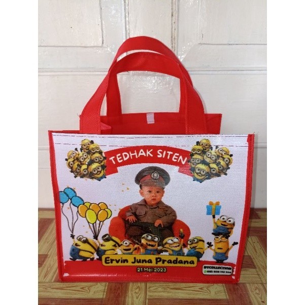 

cod PROSES JAHIT+PEREKAT Tas Custom / Tas Ultah / Tas tedak siten ukuran 25×20×21cm 75gsm ( super tebal )