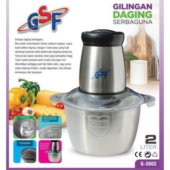 BLENDER DAGING STAINLESS GSF G-3802 / GILINGAN DAGING SERBAGUNA GSF G-3802