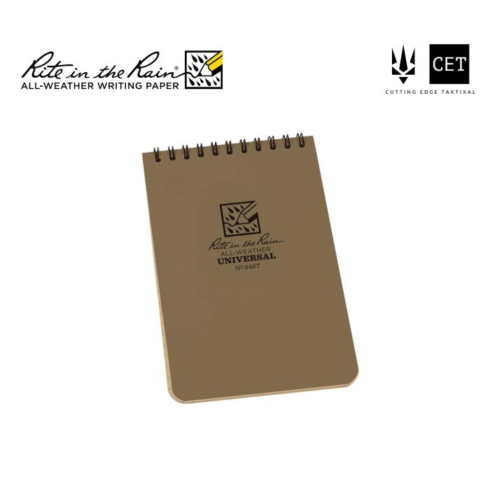 

Rite in the Rain - 946T Top-Spiral 4x6" Notebook - Buku Lapangan Tactical Anti Air Water Resist Proof Survey Survei Catatan Tahan 746 Series - Tan