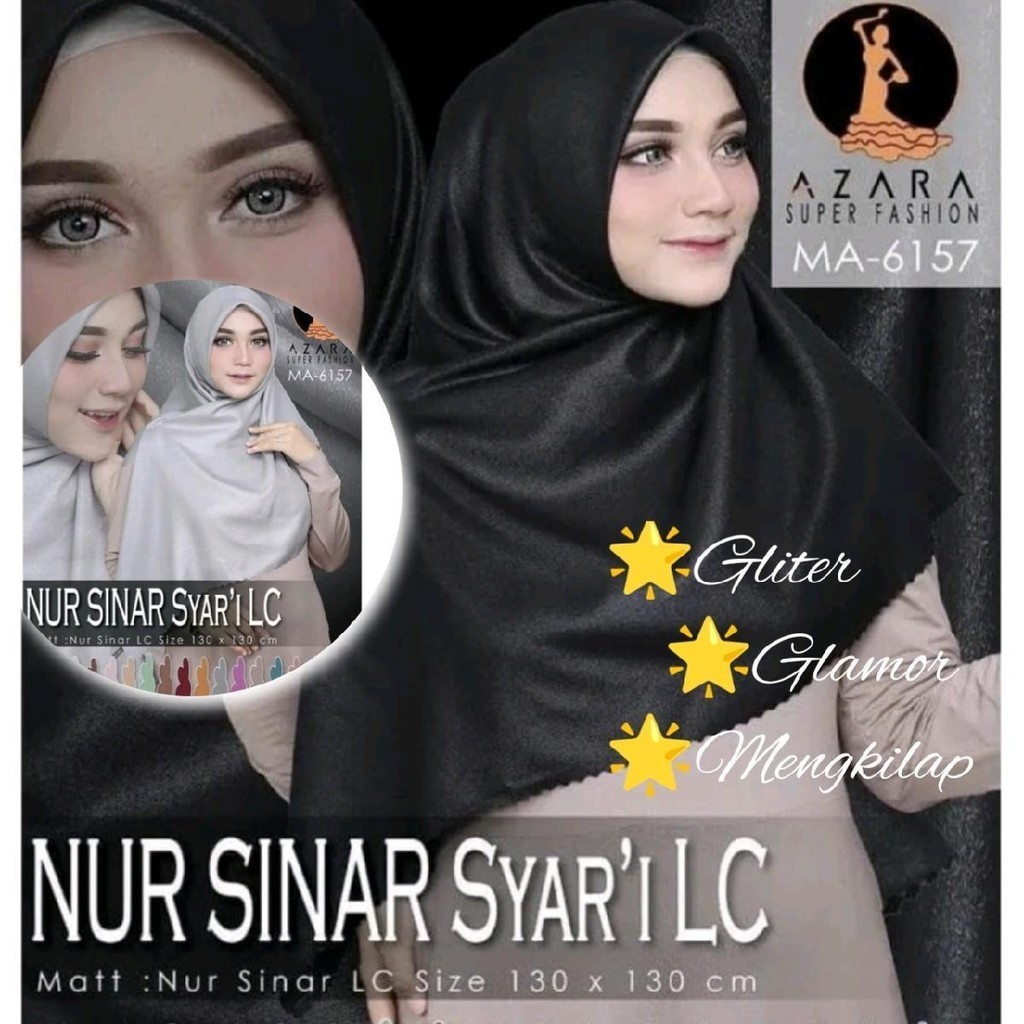 Hijab jilbab kerudung glowing bersinar glamor Azara Hijab Segiempat Nur Shinar GLITER GLAMOR GLOWING
