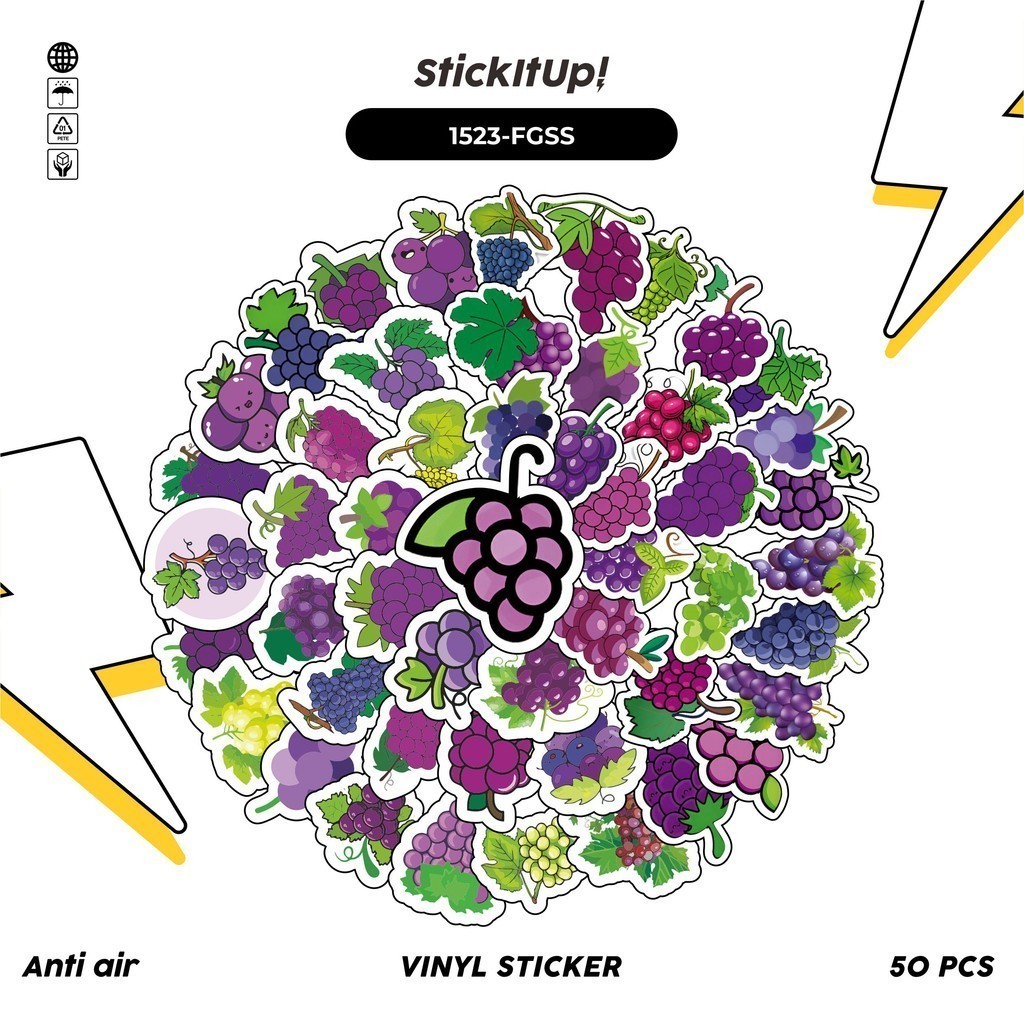 

COD✨ 100 Pcs Stiker Grape / Buah Anggur Lucu Anti Air Untuk Dekorasi Notebook Sepeda Skateboard Handphone DIY