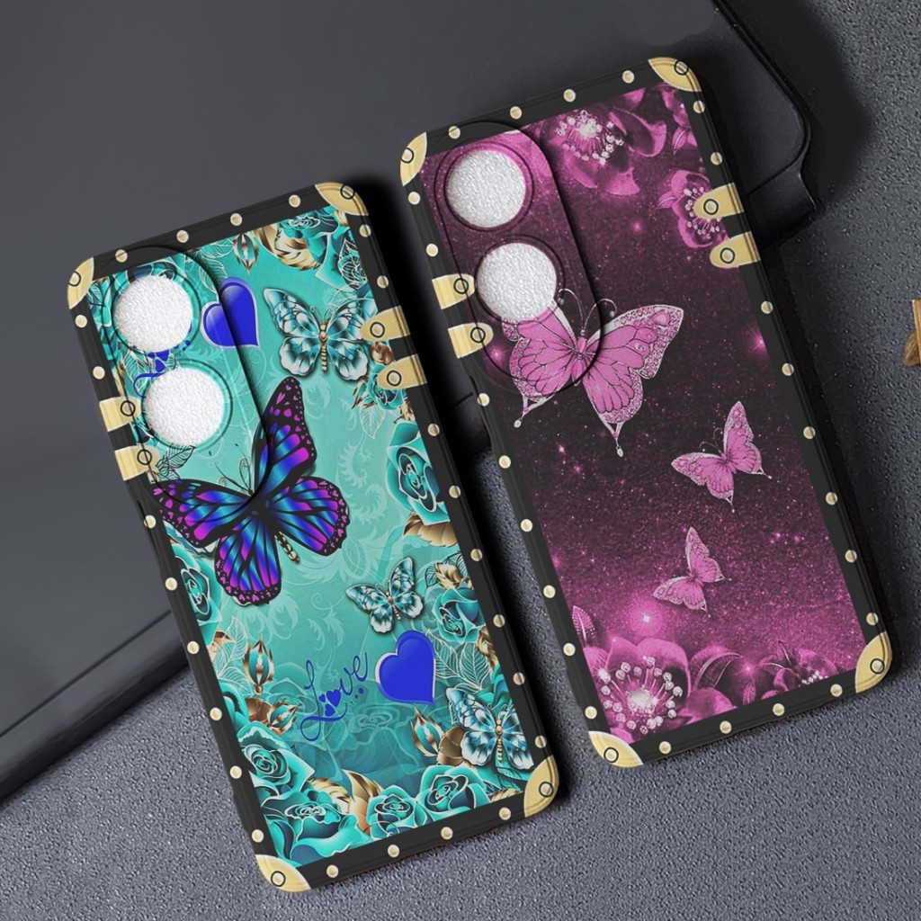 Softcase Casing Hp Untuk Oppo A60 4G A15 A16 A54 A55 A3 Pro 5G Casing Trand Gambar Butterfly- BTF64