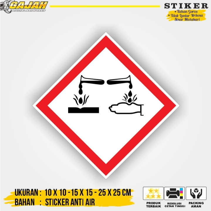 

Stiker Label Tanda Simbol Limbah B3 Stiker Bahan Berbahaya dan Beracun STIKER HAZMAT KOROSIF multi Sticker