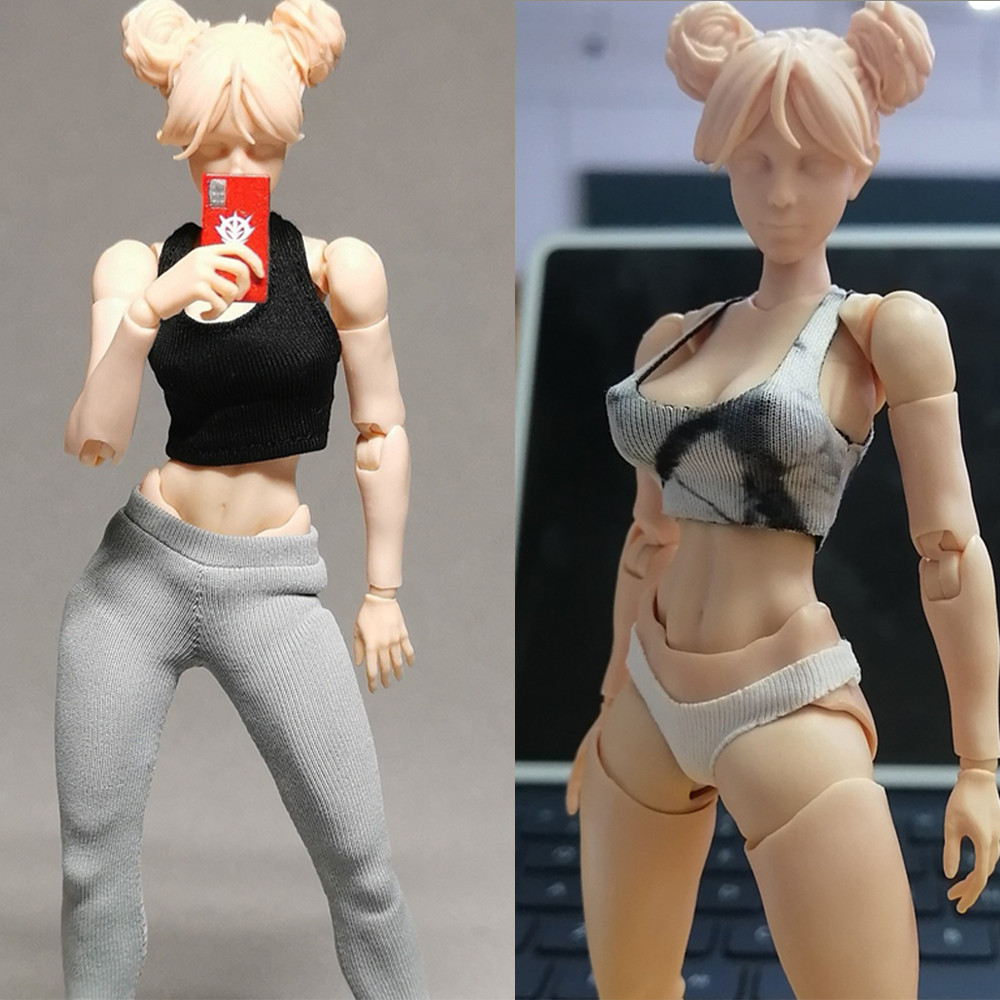Romankey X COWL 1/12 Girl Sports Tank Short Top T-shirt Navel Exposed Outfit Clothing Accessory 6" A