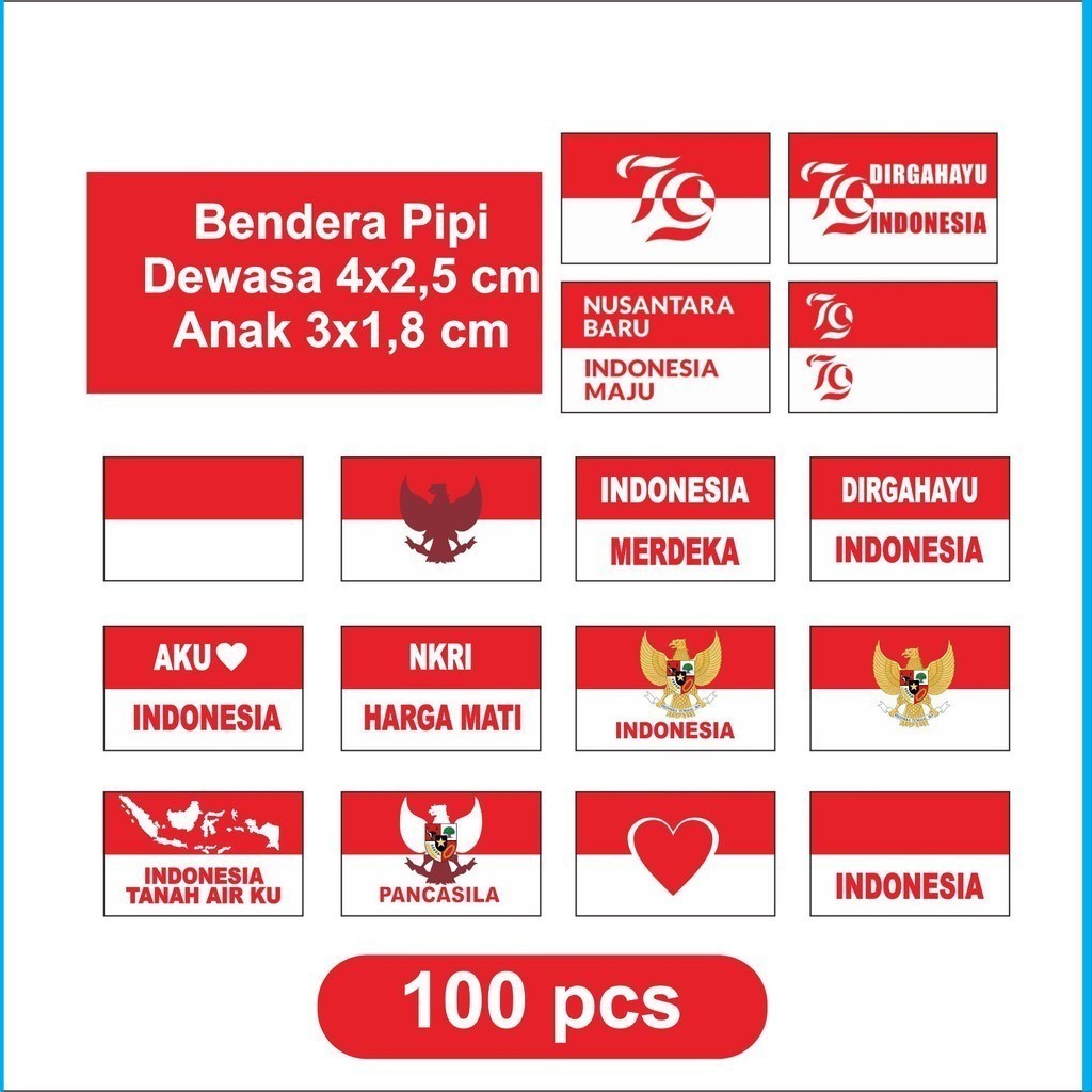 

Stiker Bendera Pipi Merah Putih 100 Pcs Edisi Agustus HUT RI JAYA PRINT