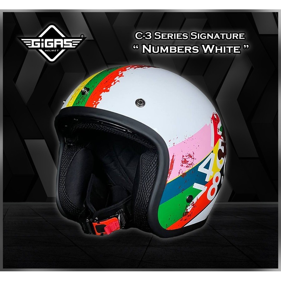 HELM RETRO GIGAS NUMBERS WHITE GLOSS