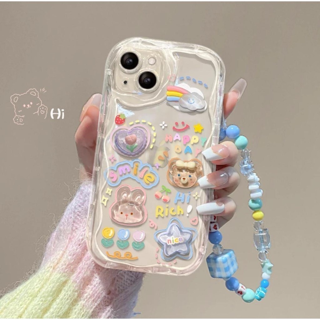 【Casing DIY Tambalan Dekoratif+Gelang】Untuk Samsung Softcase Anti-jatuh Case Compatibility Samsung