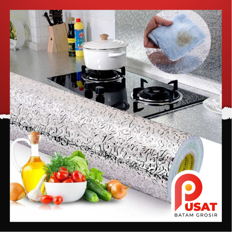 Pusat Batam Grosir - H799 Stiker Dinding Dapur / Wallpaper Stiker Aluminum Foil Tahan Air Minyak Api