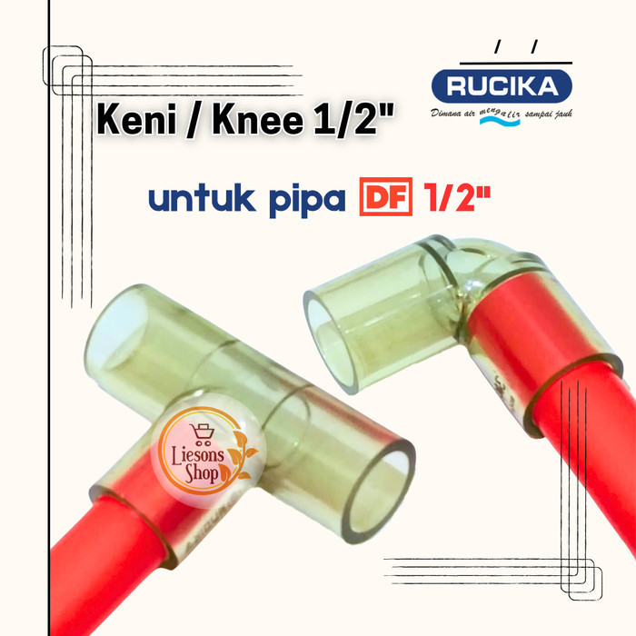 Keni Knee Elbow L 1/2" INCH Transparan Bening Rucika Untuk Pipa DF ½" Akuarium Kolam