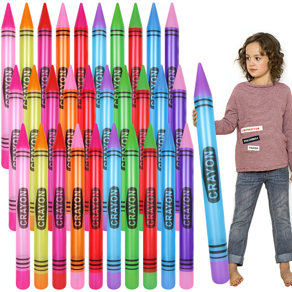 

30 Pcs 41.34 Inch Large Inflatable Crayons Props Giant Blow Up Crayons For Decoration Tall Jumbo Crayons Set For Birthday Baby S