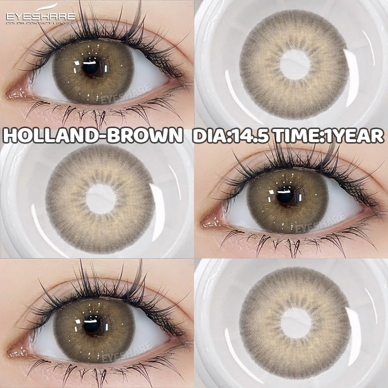 Eyeshare HOLLAND Softlens Grey/Brown 1Pasang Lensa Kontak Warna Diameter 14.5 mm Softlens Minus 0.0 