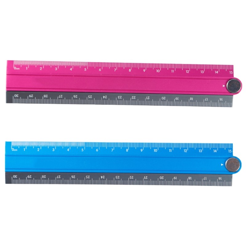 

Aluminum Alloy Foldable Ruler Simple Folding Metal Stationery Rule Measuirng Tool Blue & Black Purple & Black 30cm