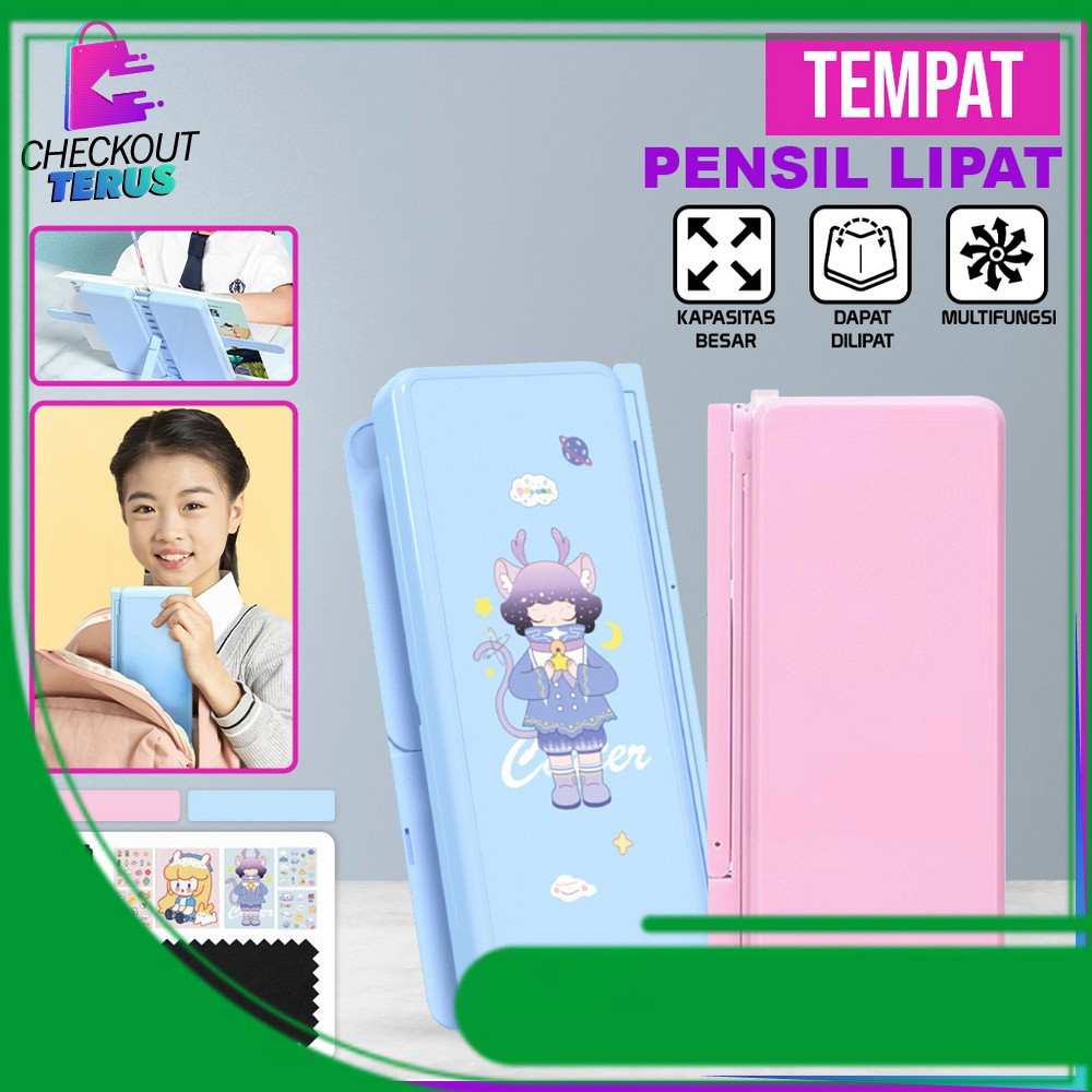 

Tempat Pensil 2IN1 Multifungsi Pencil Case Book Holder Kotak Pensil Lipat dengan Tatakan Buku dan Papan Tulis Praktis Anak Sekolah