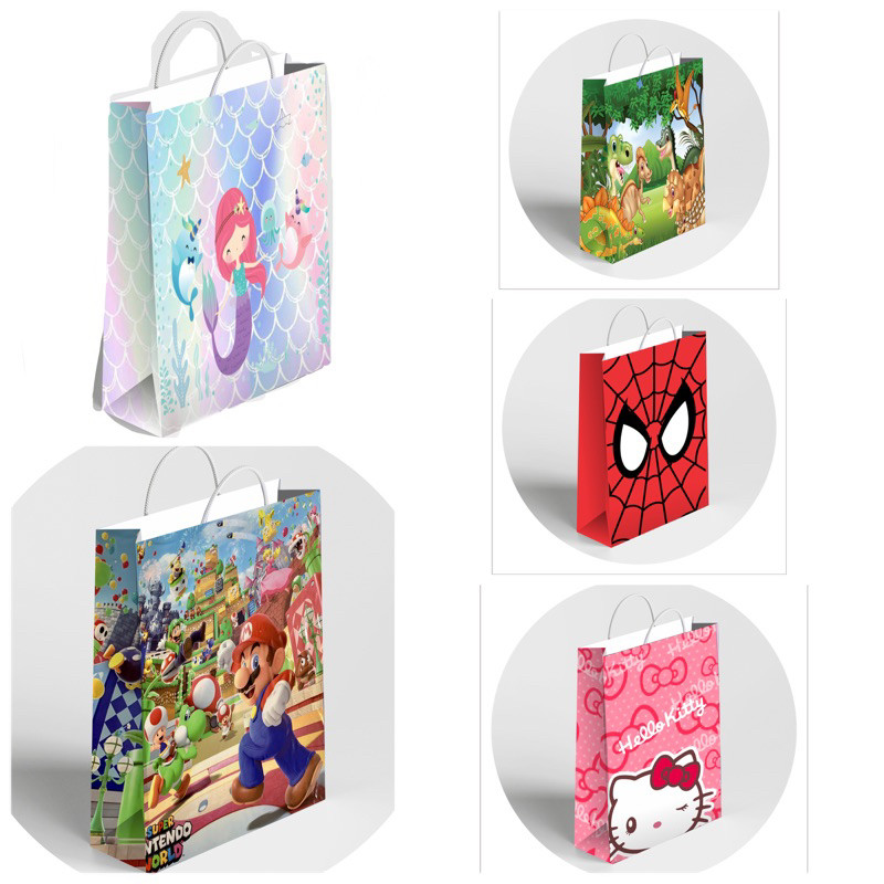 

Party balon NEW Paper bag/ goodie bag / Tas souvenir unicorn / kuromi / animal / marble / cinamoroll Natal 29x20x7.5cm