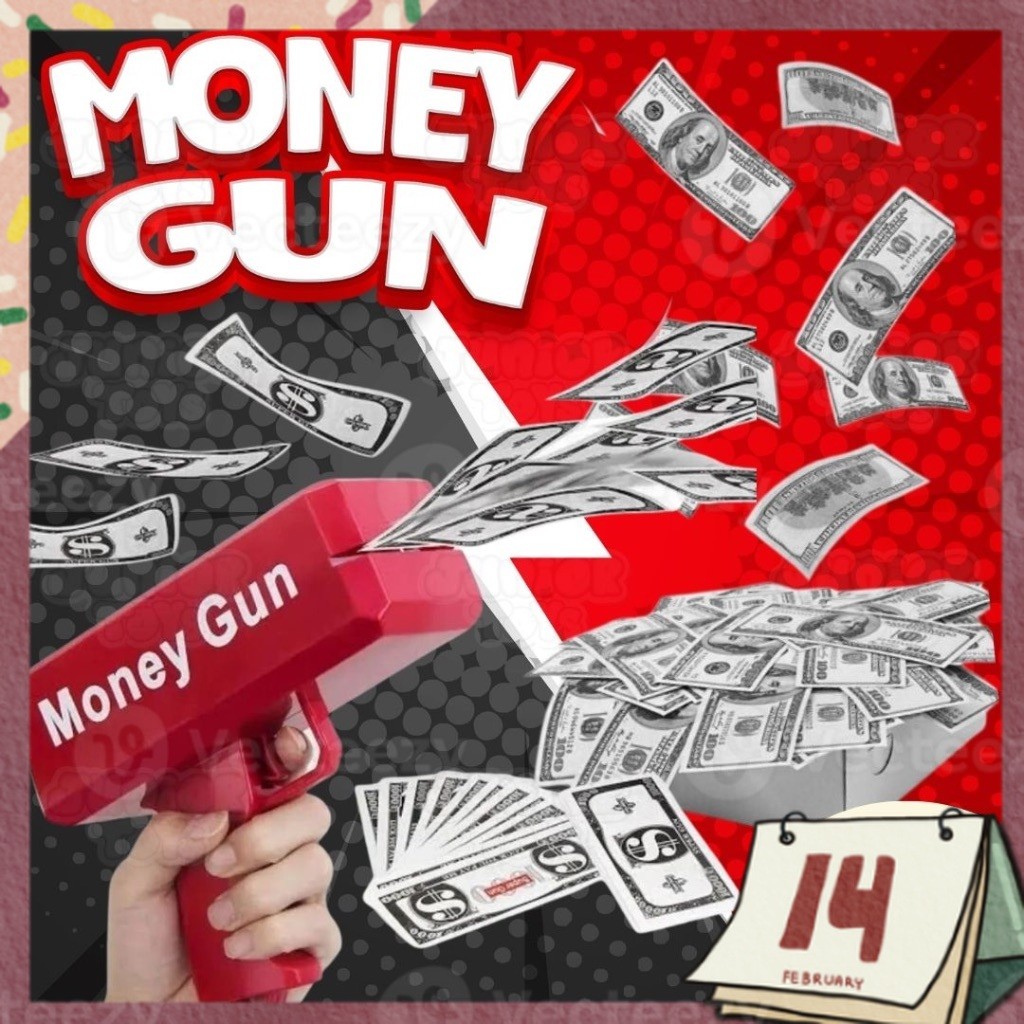 Money Gun Pistol Uang Uangan Mainan Anak Cash Toys