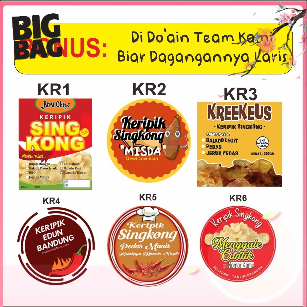 BIGPRINT - Stiker Murah Sticker Label Kemasan Jualan Produk Keripik Singkong Gratis Desain Free Cutt