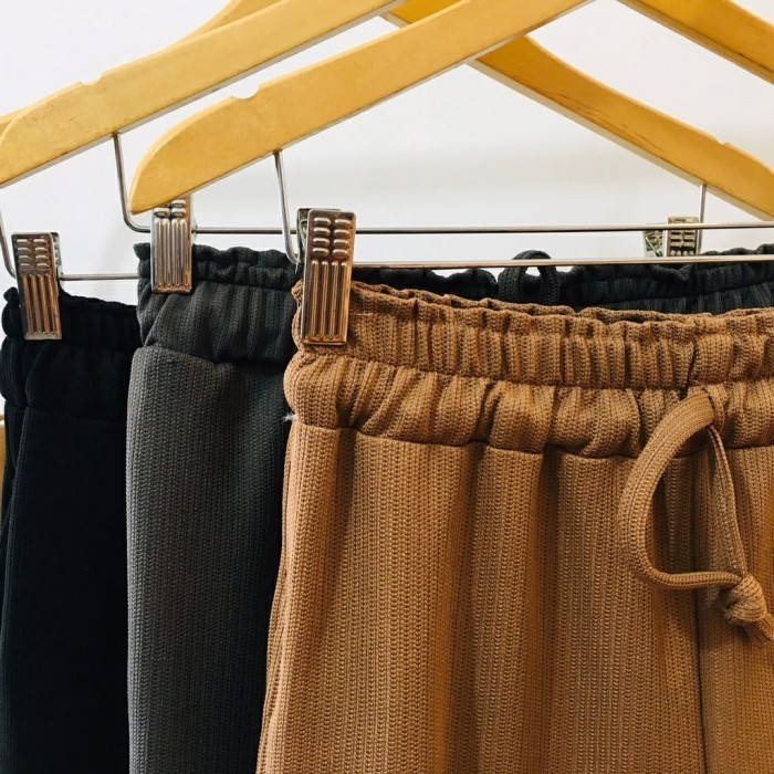 ✨TERLARIS✨ -Celana kulot crepe wanita jumbo big XXXL - Hitam, Tanpa Tali