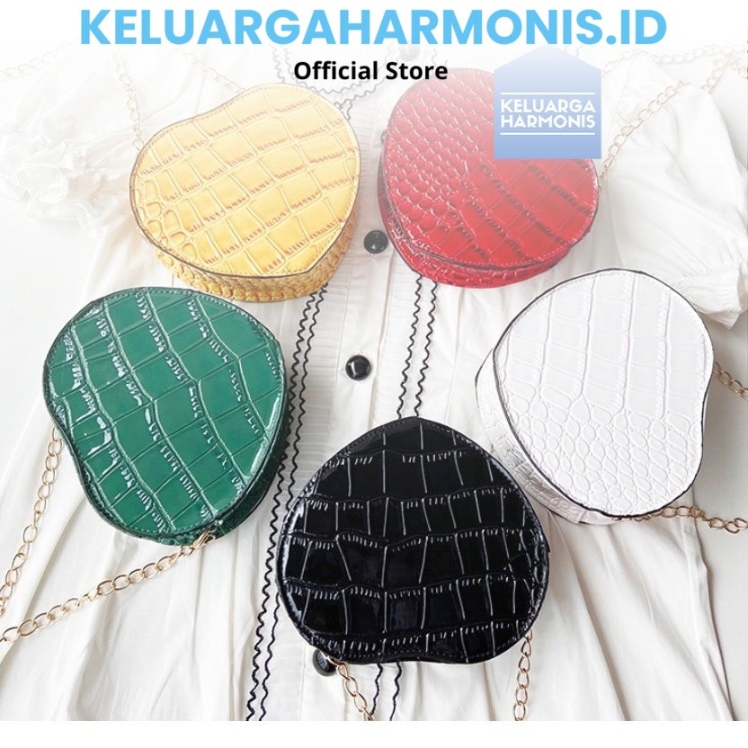 KH Tas Wanita Korea LOVE Tekstur Kulit Buaya / Tas Pesta Wanita LOVE / Tas Casual A21