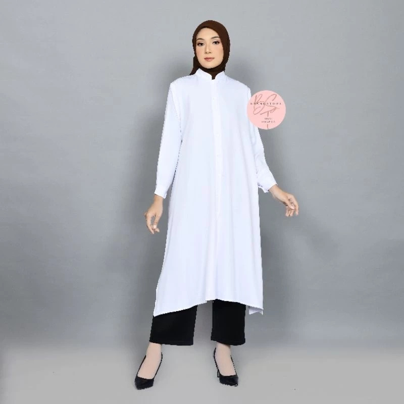 Long Tunik Shakila Kemeja Polos Wanita Panjang Kasual LD115