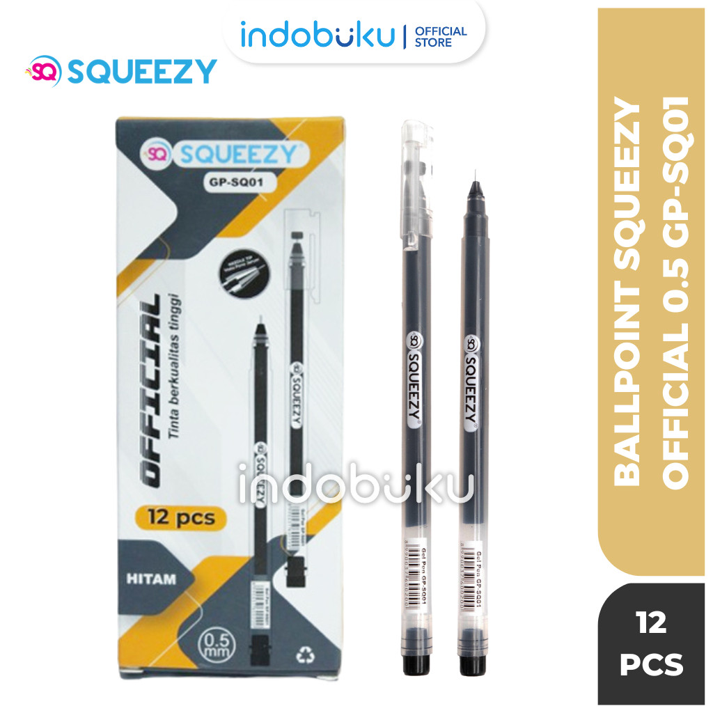 

Pulpen Gel SQUEEZY 0.5mm Hitam GP-SQ01 - (1 Pack Isi 12Pcs)